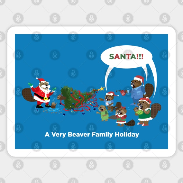 A Very Beaver Family Holiday (Santa) Sticker by Peppermint Narwhal